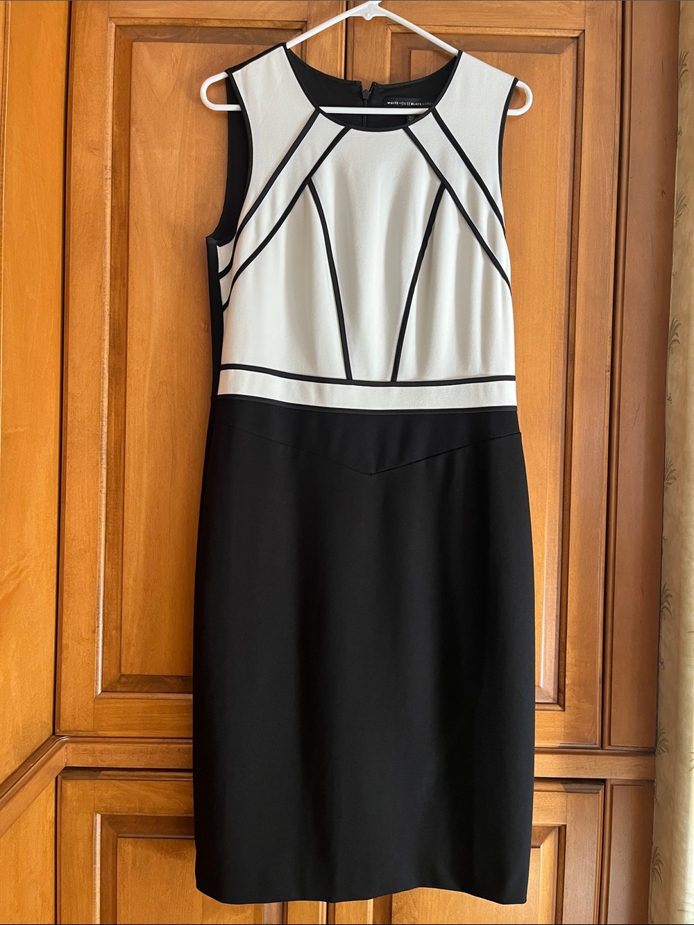 White House Black Market Black and White Colorblock Sheath Dress